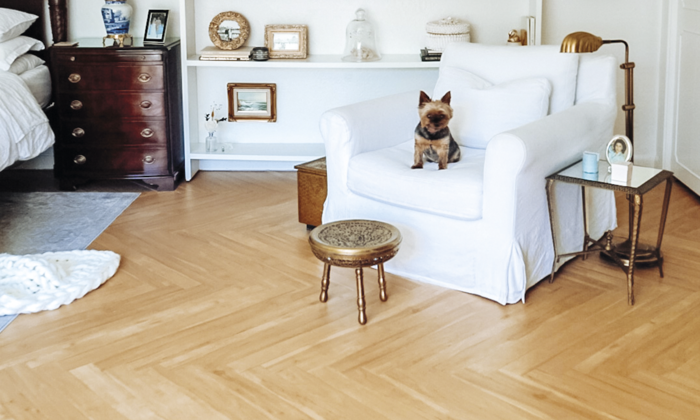 Herringbone Canadian Maple RP61 floors in Nichol Narajo's bedroom