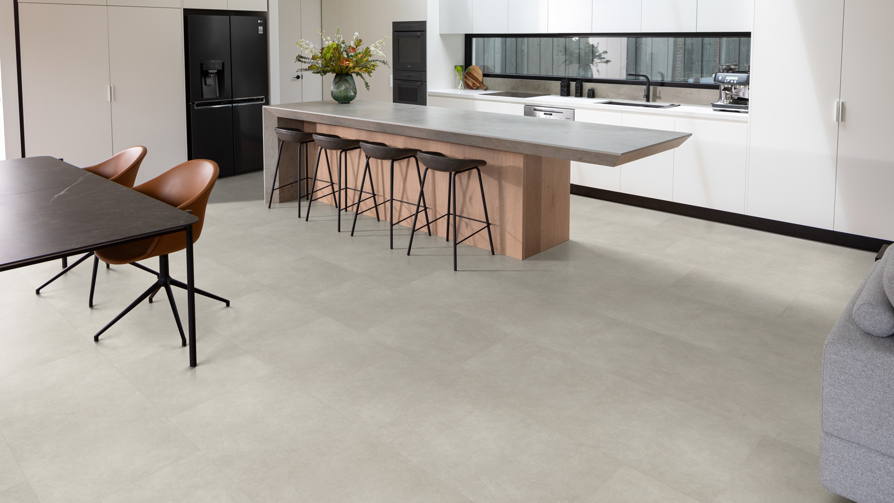 new zealand best stone look luxury vinyl flooring in a kitchen