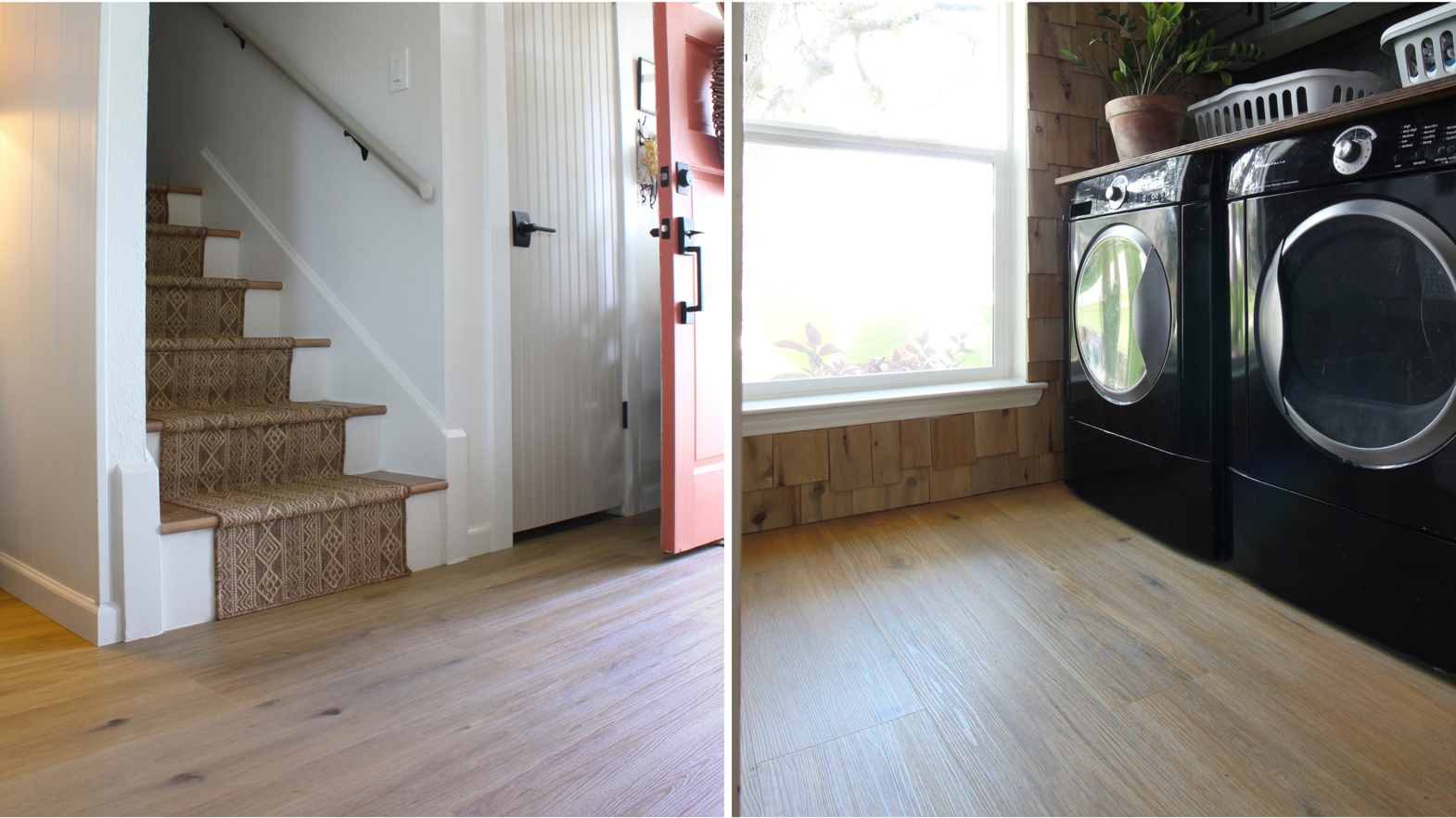 Canadian Urban Oak floors go through the hallway and laundry area of House Homemade