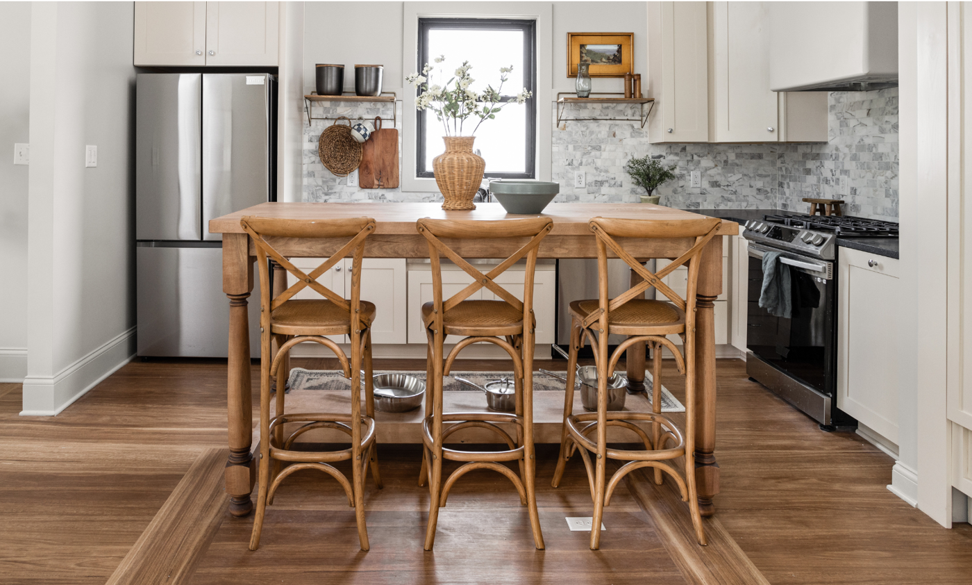 Lemon Spotted Gum LLP317 in a kitchen designed by Mina Starsiak Hawk for Good Bones season 8