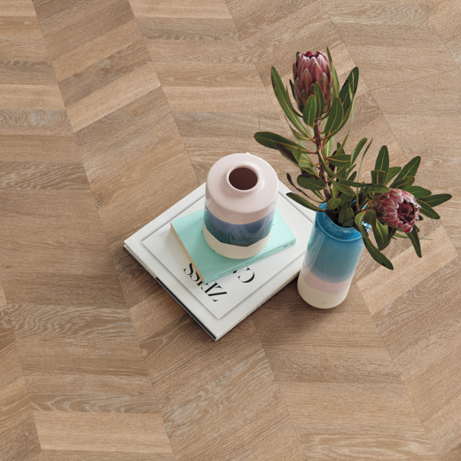 Book, flower and vase on chevron Pale Limed Oak CH-KP94 | SCB-CH-KP94 floors